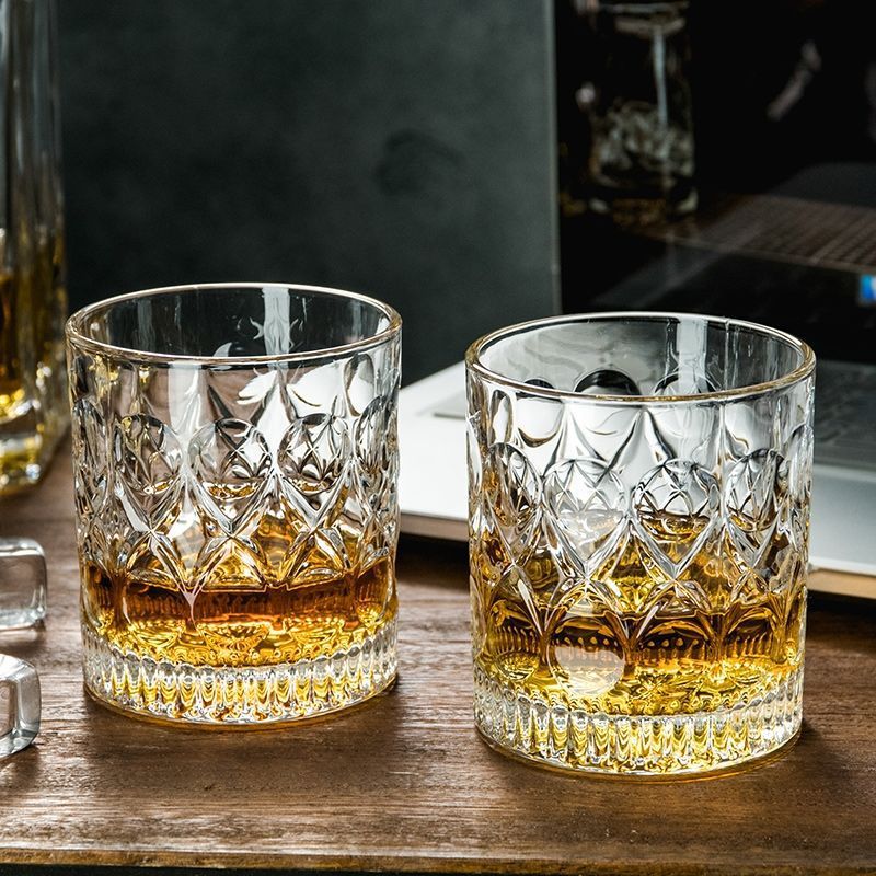 Taste Wine Beer Kitchen - 2pcs 유리 컵 위스키 330ml 릴리프