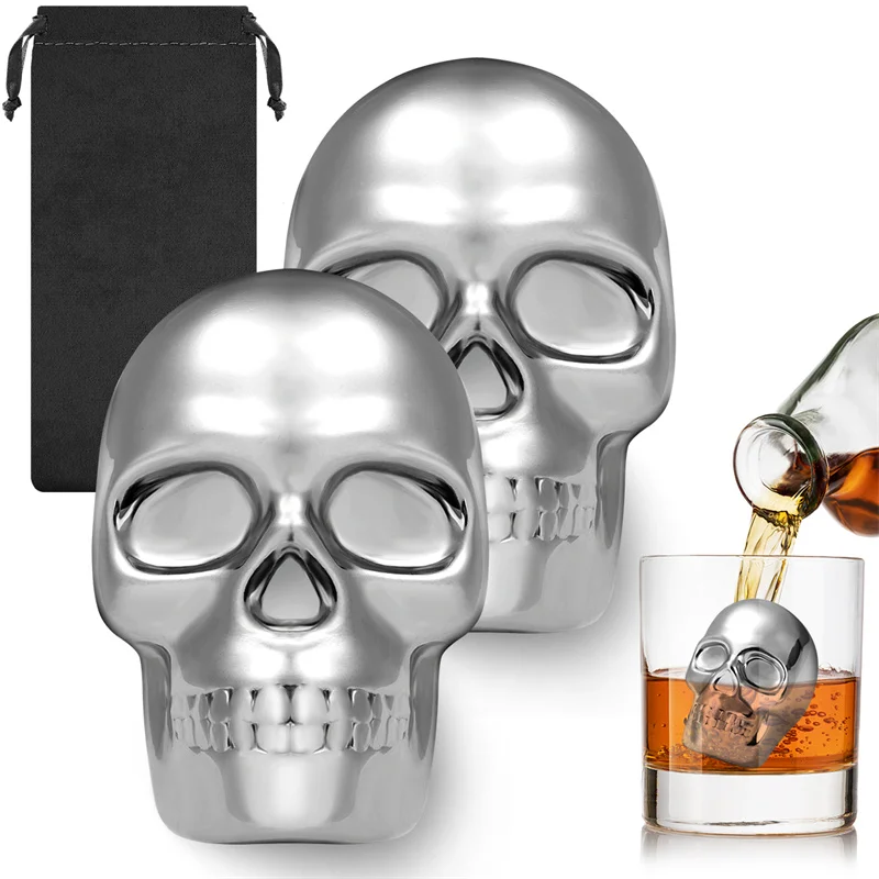 재사용 가능한 2개의 해골 모양 위스키 스톤, 홈 맥주 - Wine Whiskey Beer 리뷰 및 가격